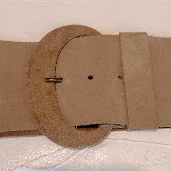 Garugliers 3” Tan Weathered Leather Belt Italy Medium - Picture 5 of 11